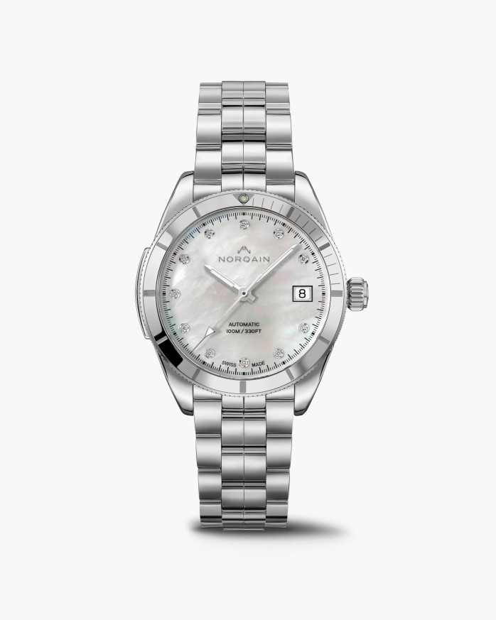 Часовник NORQAIN Adventure Sport 37mm N1800.08S14.W01 с перлен циферблат и диаманти – classicwatches.bg