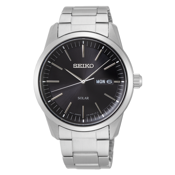 SEIKO SNE527P1 Solar Chronograph 42 мм с черен циферблат и хронограф функции