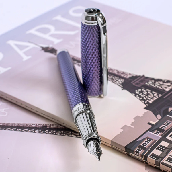 ПИСАЛКА S.T.DUPONT LINE D LARGE LILAC AND PALLADIUM LACQUERED FIREHEAD GUILLOCHE 410000L
