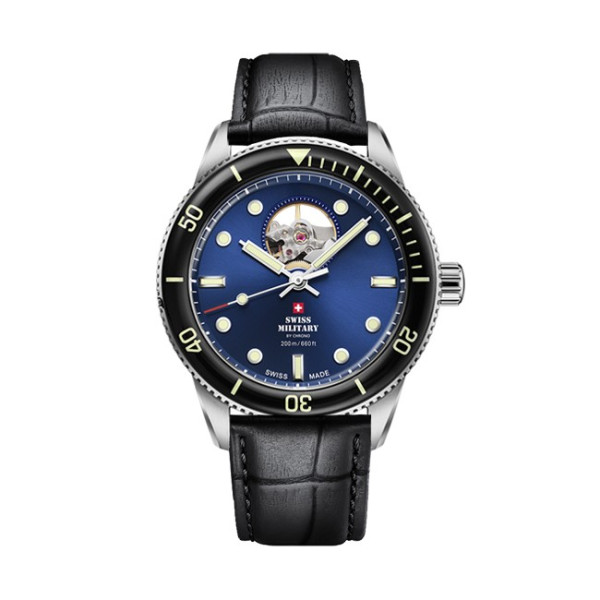 SWISS MILITARY by CHRONO SMA34106.12SET мъжки автоматичен open heart часовник – classicwatches.bg