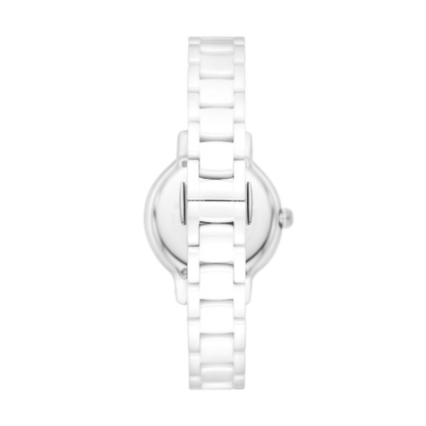 дамски часовник emporio armani ar70013 – корпус и верижка от бяла керамика, изглед отзад – оригинален от ClassicWatches.bg