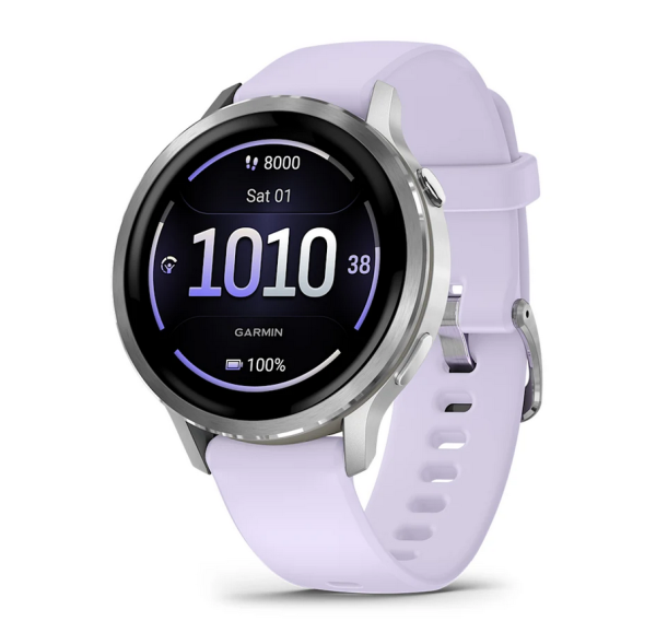 Garmin Venu 4 41mm Silver/S Periwinkle – AMOLED GPS смарт часовник с LED фенер – ClassicWatches.b