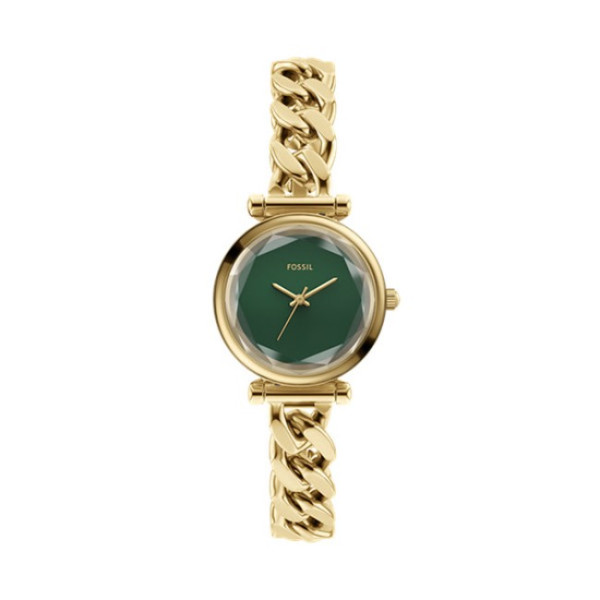 часовник fossil es5441 дамски зелен циферблат златиста верижка classicwatches.bg