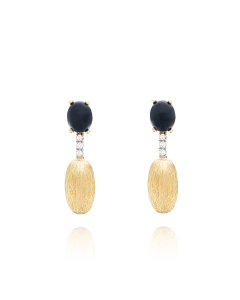 Nanis Dancing Mystery Black Onyx обеци оникс, диаманти OS14-597