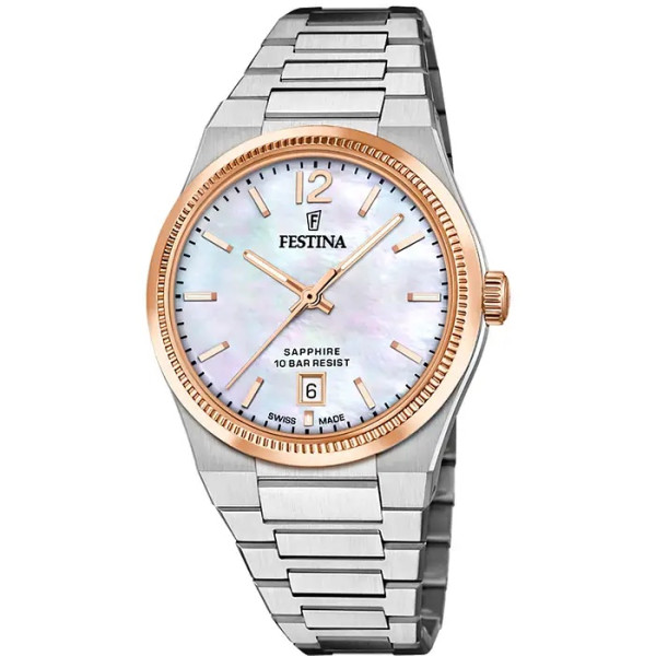 Festina F20066/1 дамски швейцарски часовник със седефен циферблат – classicwatches.bg

