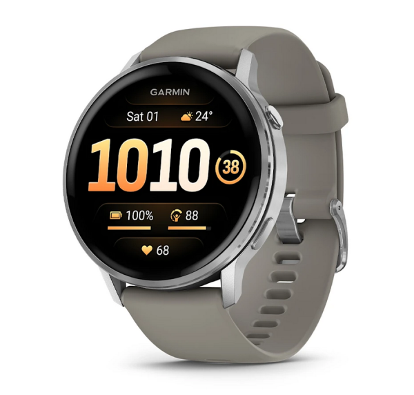Garmin Venu 4 45mm Silver/Silver Gray – AMOLED GPS смарт часовник с LED фенер – ClassicWatches.bg