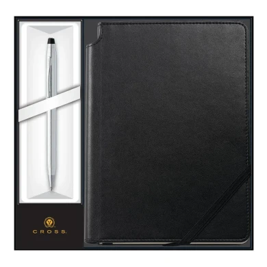 Комплект Cross Century II - Lustrous Chrome, химикалка и тефтер, А5