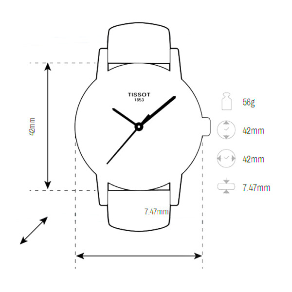 TISSOT TRADITION QUARTZ 42MM MEN'S WATCH T063.610.16.052.00