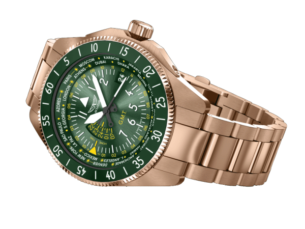 aviator gmt часовник розово злато стоманена верижка classicwatches.bg