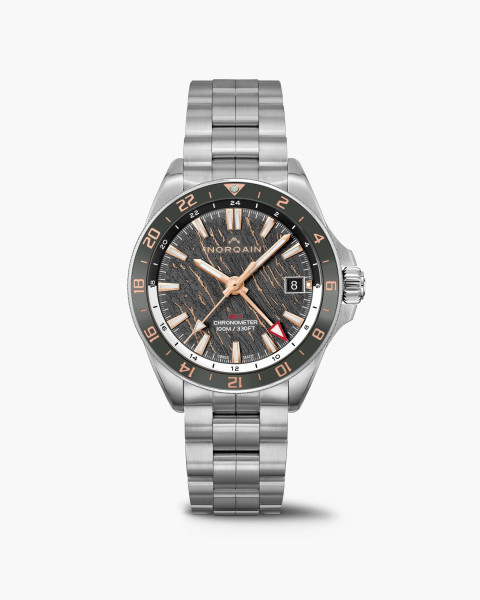 Часовник NORQAIN NEVEREST GMT Glacier 41mm N1100.22S02.G01 – антрацитен циферблат с позлатени детайли и GMT функция – classicwatches.bg