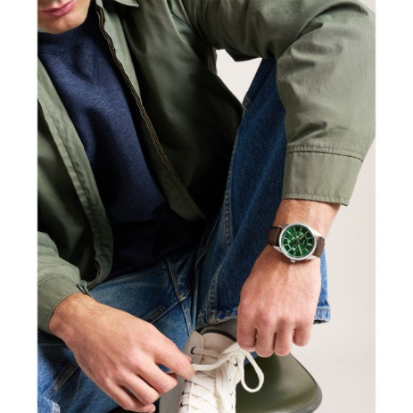 fossil pearson fs6137 мъжки часовник сребрист корпус зелен циферблат classicwatches.bg