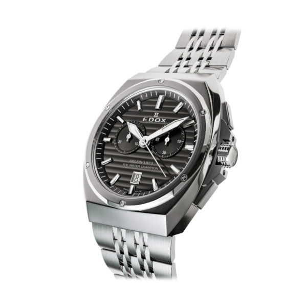 Edox Delfin 1973 Chronograph черен циферблат 43 мм 
