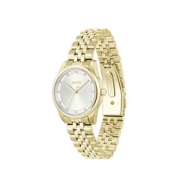 HUGO BOSS 1502810 дамски кварцов часовник с цирконии и жълто PVD – classicwatches.bg