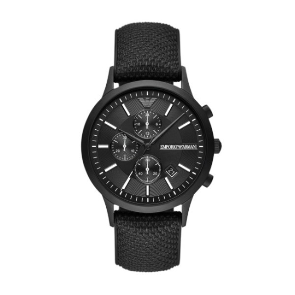 мъжки часовник emporio armani ar11457 с черен циферблат и силиконова каишка – изглед отпред – ClassicWatches.bg