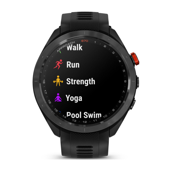 Garmin Approach S70 черен керамичен безел с черна силиконова каишка 010-02746-12