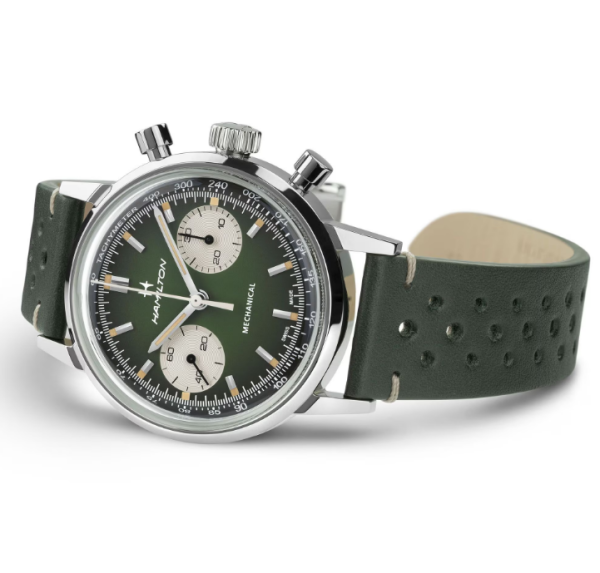 hamilton intra matic chronograph hunter green 40mm classicwatches.bg