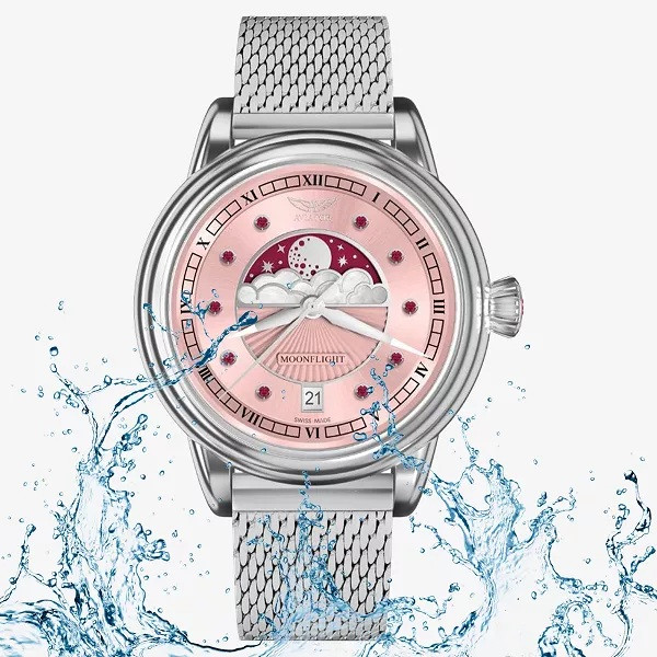 часовник aviator moonflight v 1 33 0 417 5 розов циферблат с рубини classicwatches.bg
