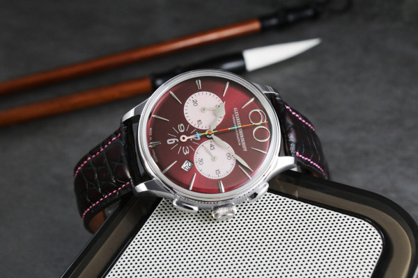 часовник alexander shorokhoff happy second bordeaux каишка от крокодилска кожа classicwatches.bg
