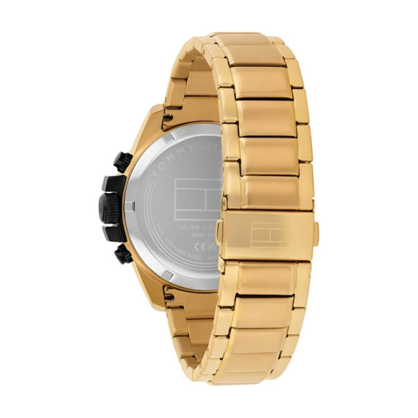 Tommy Hilfiger 1792199, мъжки часовник Tommy Hilfiger, Tommy Hilfiger Jameson, часовник черен циферблат злато, мъжки хронограф златно покритие

