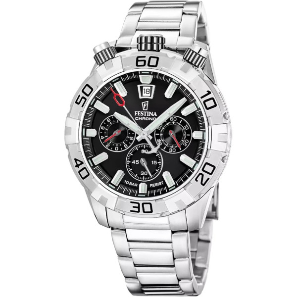 часовник festina f20743/6 мъжки черен циферблат стоманена верижка classicwatches.bg