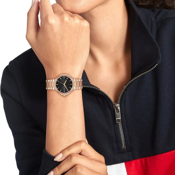 Tommy Hilfiger 1782780 дамски часовник черен циферблат и розово злато ClassicWatches.bg

