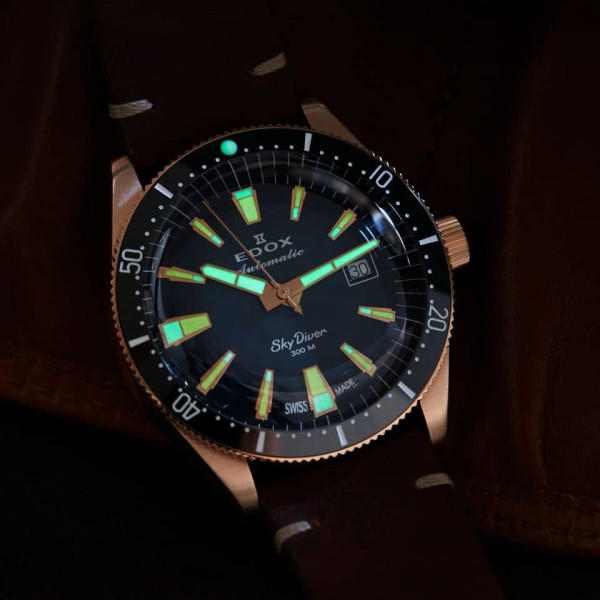 EDOX SKYDIVER LIMITED EDITION AUTOMATIC 42MM MEN`S WATCH 80126 BRN BUIDR