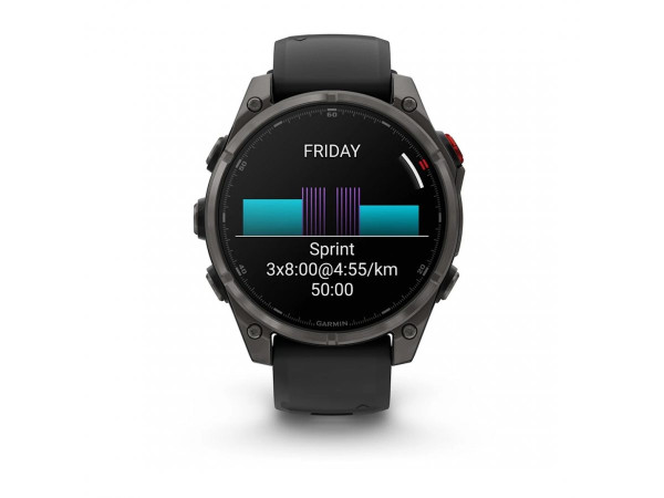 GARMIN FENIX 8 PRO 47MM AMOLED SAPPHIRE TITANIUM С GRAPHITE/BLACK СИЛИКОНОВА КАИШКА 010-03198-11