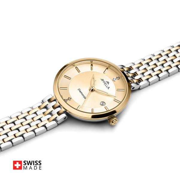 часовник Appella L50013.2191DQ четири диаманта дата classicwatches.bg