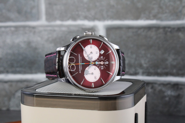 часовник alexander shorokhoff happy second bordeaux каишка от крокодилска кожа classicwatches.bg