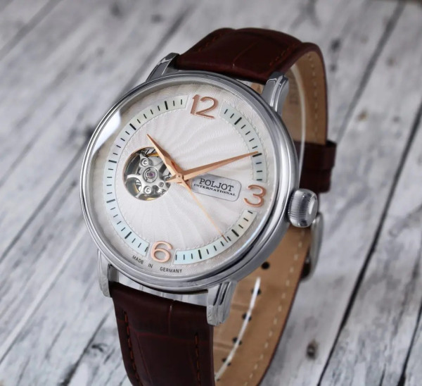 Часовник POLJOT INTERNATIONAL Jaros Open Heart 42mm 38NH.4280811 – корпус от благородна стомана, 42 мм – classicwatches.bg