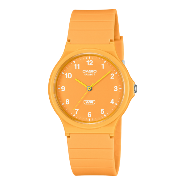 Casio MQ-24B-9BEF аналогов часовник с оранжев циферблат и био-каишка – оригинален от ClassicWatches.bg