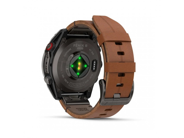 GARMIN FENIX 8 PRO 51MM AMOLED SAPPHIRE CARBON GREY DLC TITANIUM С CHESTNUT КОЖЕНА КАИШКА 010-03199-40