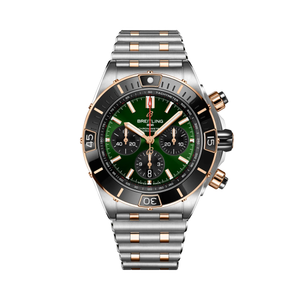 часовник breitling super chronomat b01 44 ub0136251l1s1 зелен циферблат classicwatches.bg
