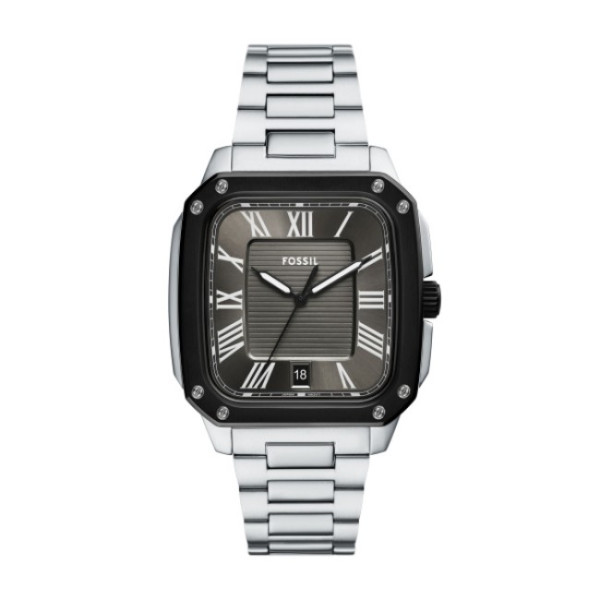 часовник fossil fs6122 мъжки сив правоъгълен циферблат сребриста верижка classicwatches.bg