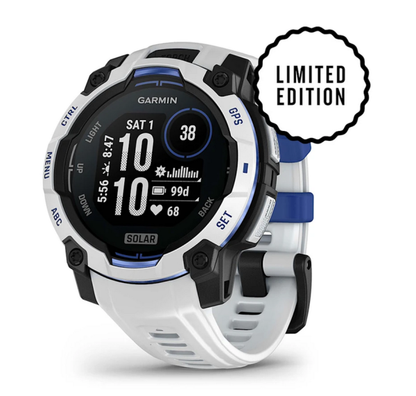 Часовник Garmin Instinct 3 Solar Whitestone Bolt Blue Limited Edition 45mm 010-02934-03 – изглед отпред – classicwatches.bg