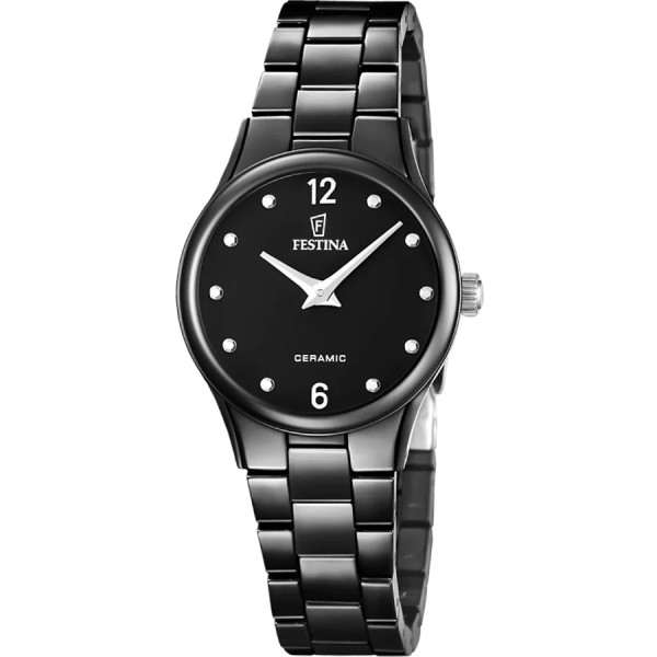 Festina F20751/7, дамски часовник Festina керамика, черен керамичен часовник, елегантен дамски часовник минималистичен, Festina Ceramic, Festina България