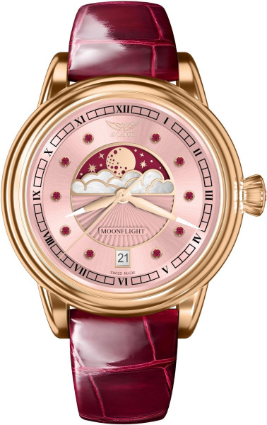 часовник aviator moonflight v 1 33 2 418 4 розов циферблат с рубини classicwatches.bg