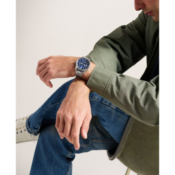 fossil pearson fs6134 мъжки часовник сребрист корпус син циферблат classicwatches.bg