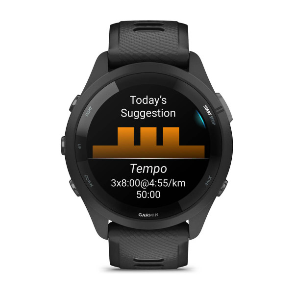 Garmin Forerunner 265 Black безел и корпус с Black/Powder Gray силиконова каишка 010-02810-10