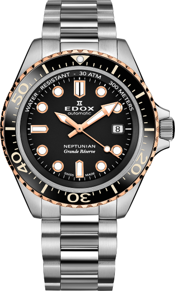 EDOX NEPTUNIAN GRANDE RÉSERVE DATE AUTOMATIC 42MM MEN'S WATCH 80801 3NRM NIR