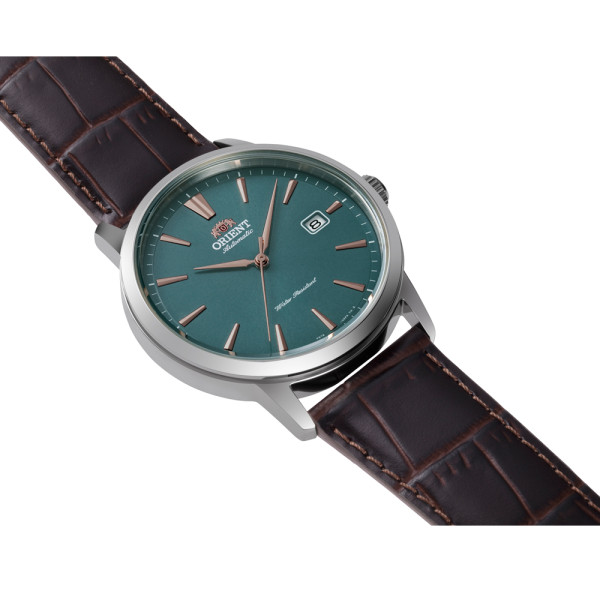 Orient RA AC0F13E часовник със зелено лице и кафява кожена каишка classicwatches.bg