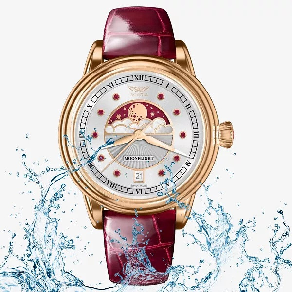 aviator moonflight v 1 33 2 420 4 розово злато бордо каишка classicwatches.bg