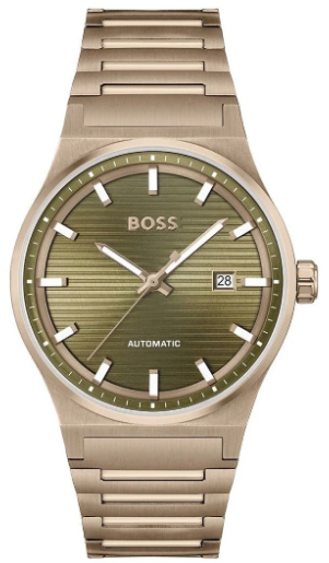 Часовник BOSS 1514186 – изглед отпред, тъмен циферблат, розово PVD