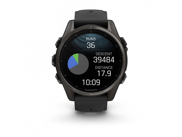 GARMIN FENIX 8 43MM AMOLED SAPPHIRE CARBON GRAY DLC TITANIUM С BLACK/PEBBLE GRAY СИЛИКОНОВА КАИШКА 010-02903-21