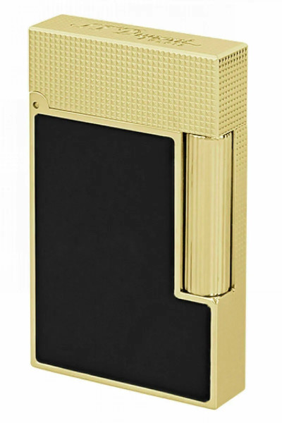 ЗАПАЛКА S.T.DUPONT LIGNE 2 CLING MICRODIAMOND HEAD YELLOW GOLD AND MATT BLACK LACQUER C16601