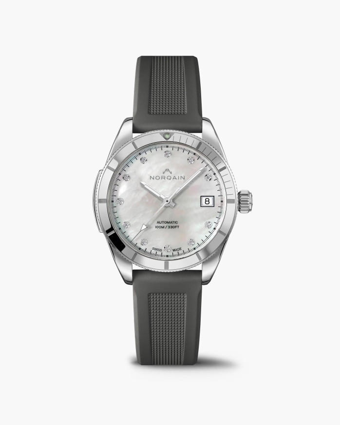 Часовник NORQAIN Adventure Sport 37mm N1800.08S14.W01 дамски модел със седефен циферблат и сива каишка – classicwatches.bg
