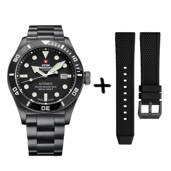 SWISS MILITARY by CHRONO SMA34075.04SET BLACK автоматичен часовник с черен циферблат – classicwatches.bg