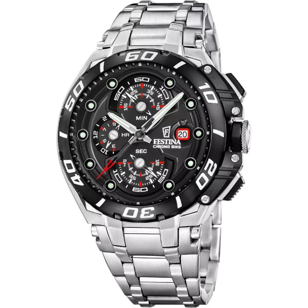 часовник festina f20754/6 мъжки черен циферблат стоманена верижка classicwatches.bg