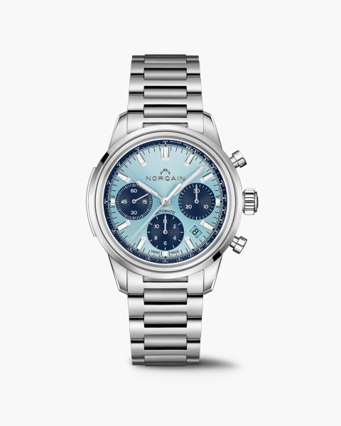Часовник NORQAIN Freedom 60 Chrono 40mm N2201.19S01.A03 със син циферблат и стоманена верижка – classicwatches.bg