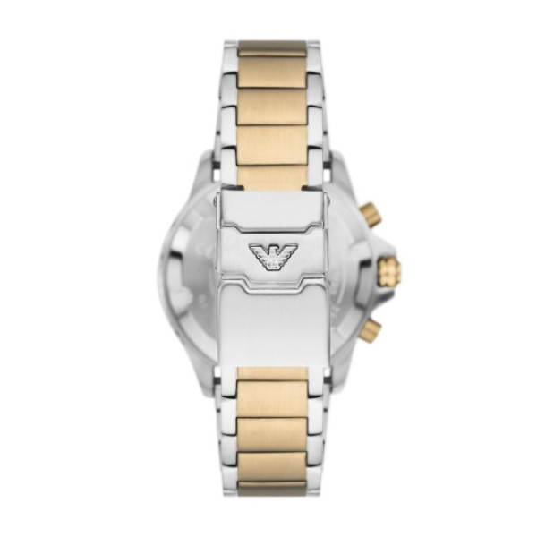 мъжки хронограф emporio armani ar11606 – корпус и верижка от неръждаема стомана с розовозлатисти акценти, изглед отзад – оригинален от ClassicWatches.bg